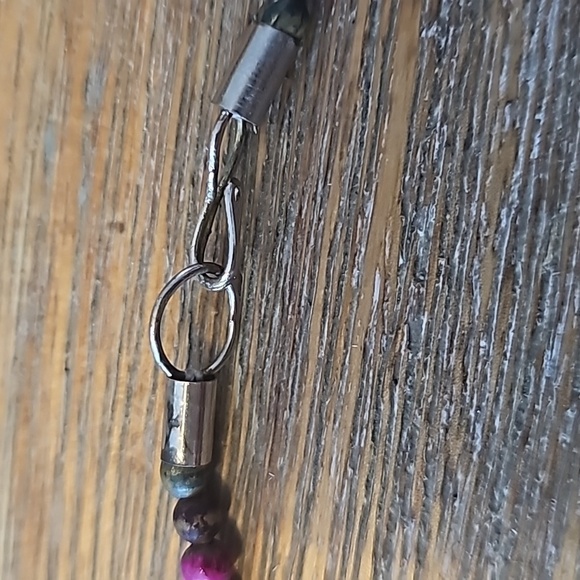 Vintage Graduated Teal and Pink Metal Beads with Gold Accents Necklace - Picture 3 of 4